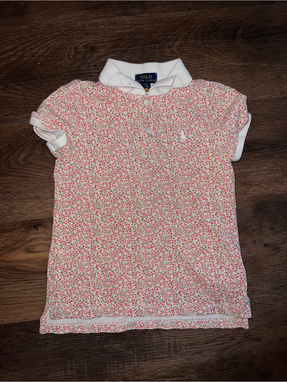 Polo by Ralph Lauren White-Collar Pink Floral Girls' Polo